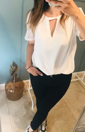 Blouse Blanche Macramé T40