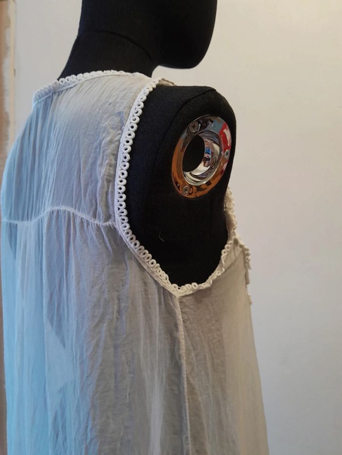 Débardeur transparent blanc avec broderie taille M L - photo numéro 4