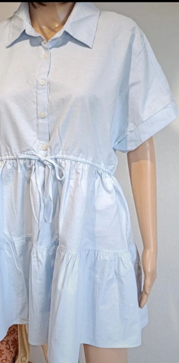 Robe chemise courte bleu ciel taille S - Zara - photo numéro 2