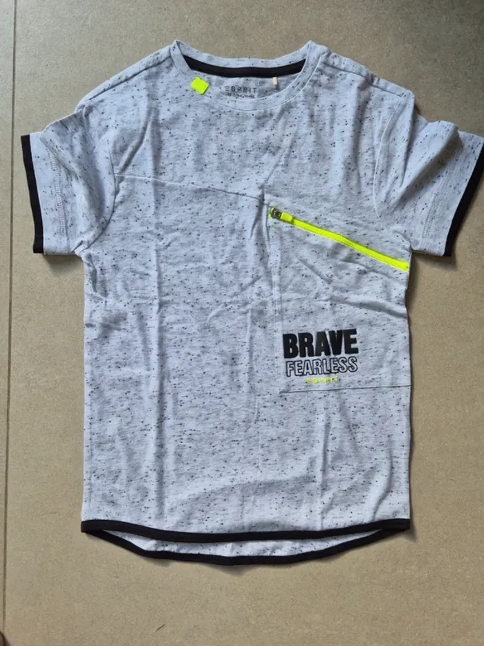 Tee-shirt garçon Esprit 8/9ans neuf gris chiné