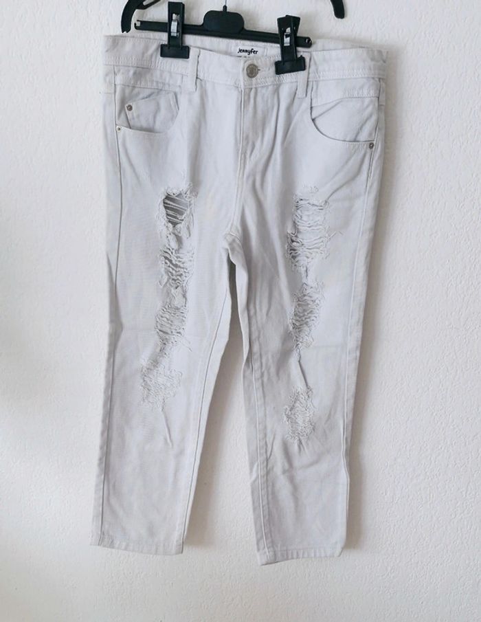 🤎 Jeans blanc troué pour femme taille M - photo numéro 2