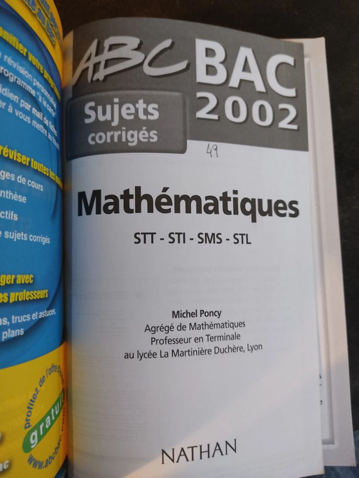 Annales bac mathématiques sujets corrigés 2002 stt STI stl sms - photo numéro 3