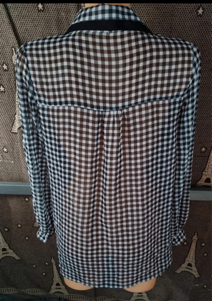 Chemise à carreaux transparente avec cravate taille L - photo numéro 5