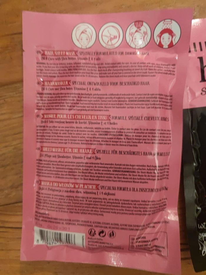 Lot de 2 masques en tissus pour cheveux abîmés huile d'argan - photo numéro 2