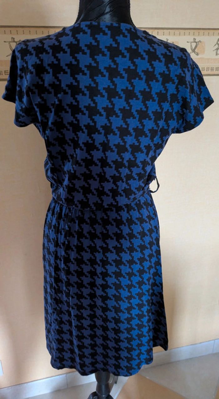Robe violette été manches courtes chic xs 34 sr très bon état pied de poule - photo numéro 4