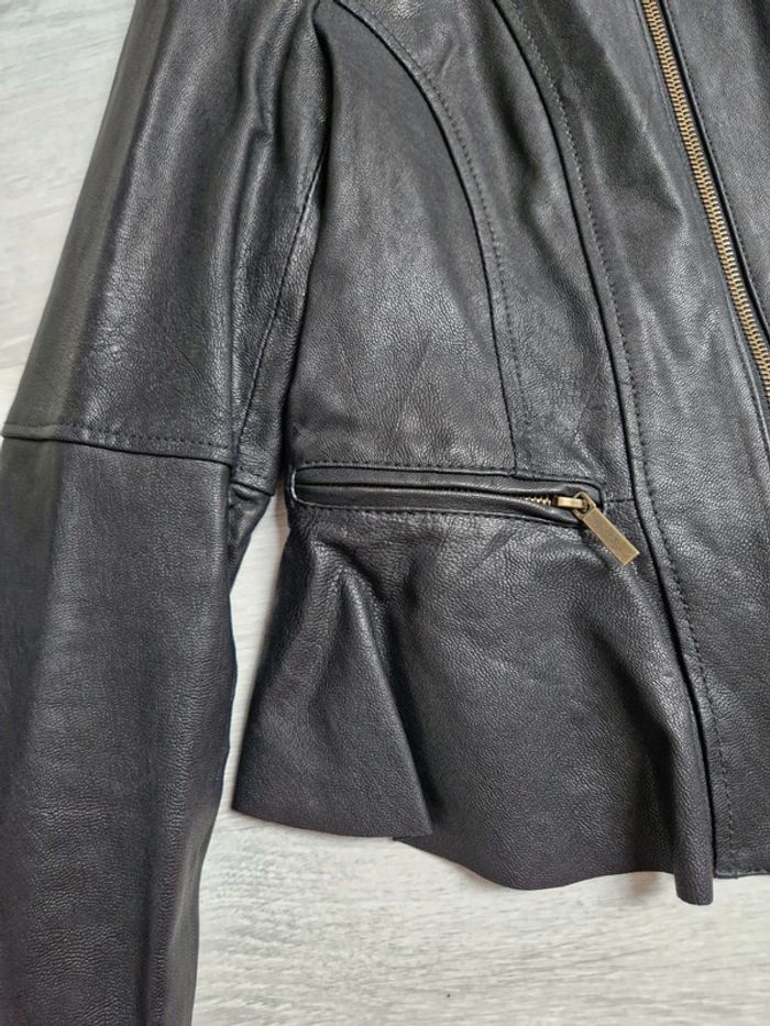 Superbe veste noire vintage en cuir de chèvre mademoiselle R La redoute taille 34 - photo numéro 3