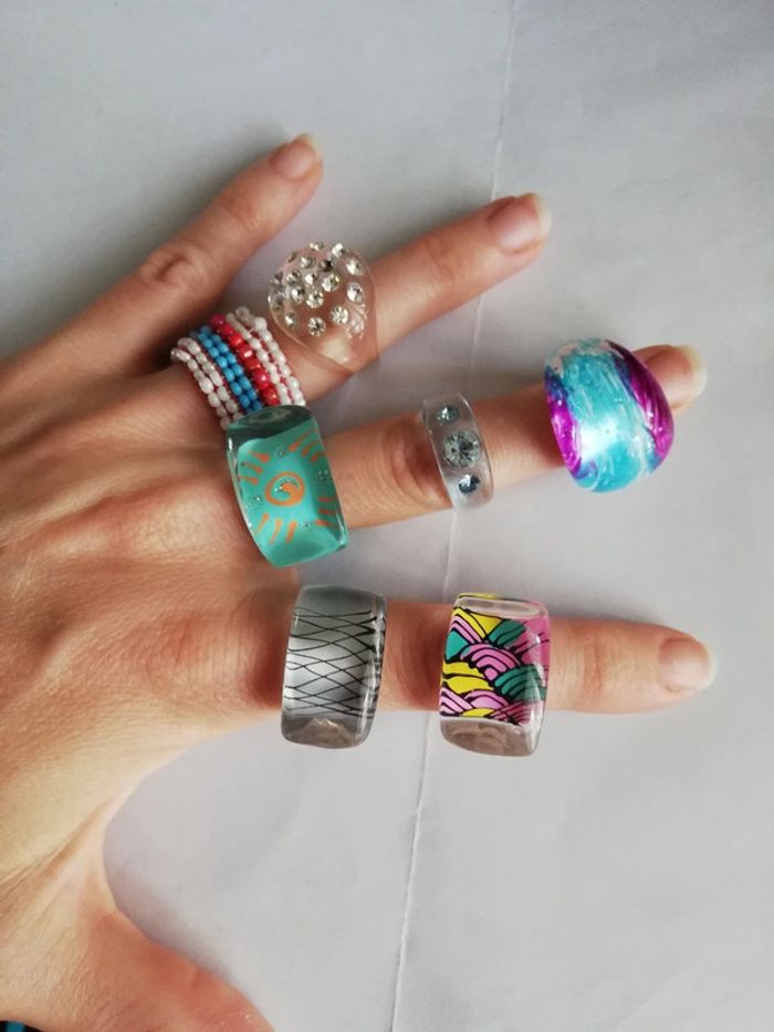 Magnifique lot 7 bagues vintage bien lire merci - photo numéro 2