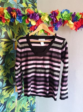 Pull rayé rose