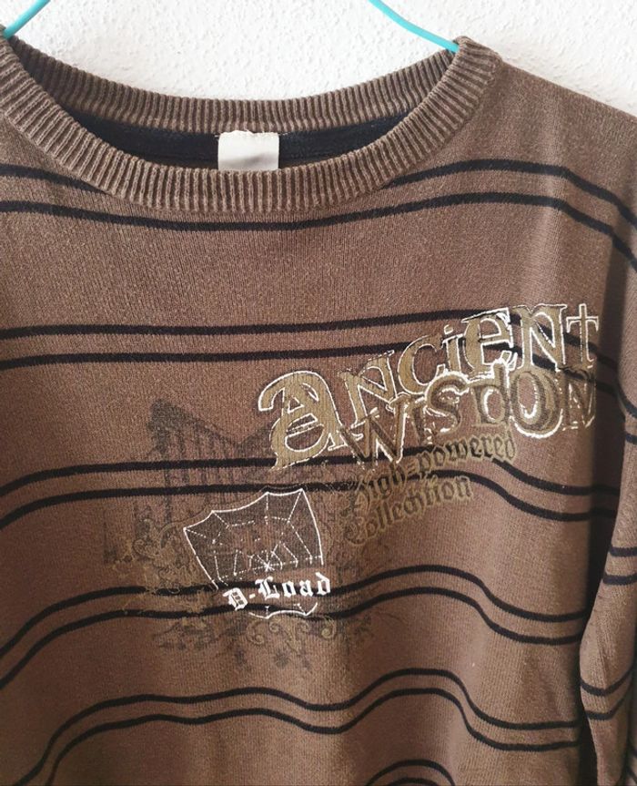 Pull brun homme rayure - photo numéro 3