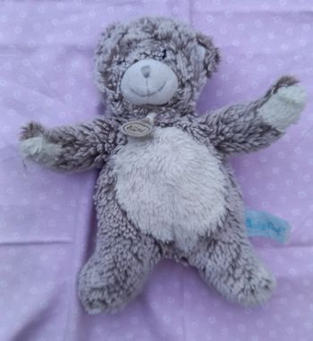Doudou peluche ours blanc et chiné- Baby Nat