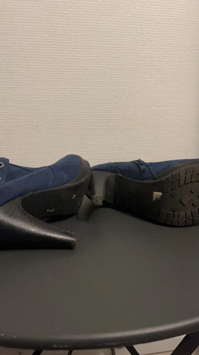 Élégantes bottines bleue marine façon daim 38 - photo numéro 5