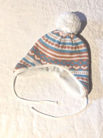 Bonnet Cache Oreilles Pompon Formes Géométriques Ficelles Vêtement Accessoire Petits Enfants Bébés