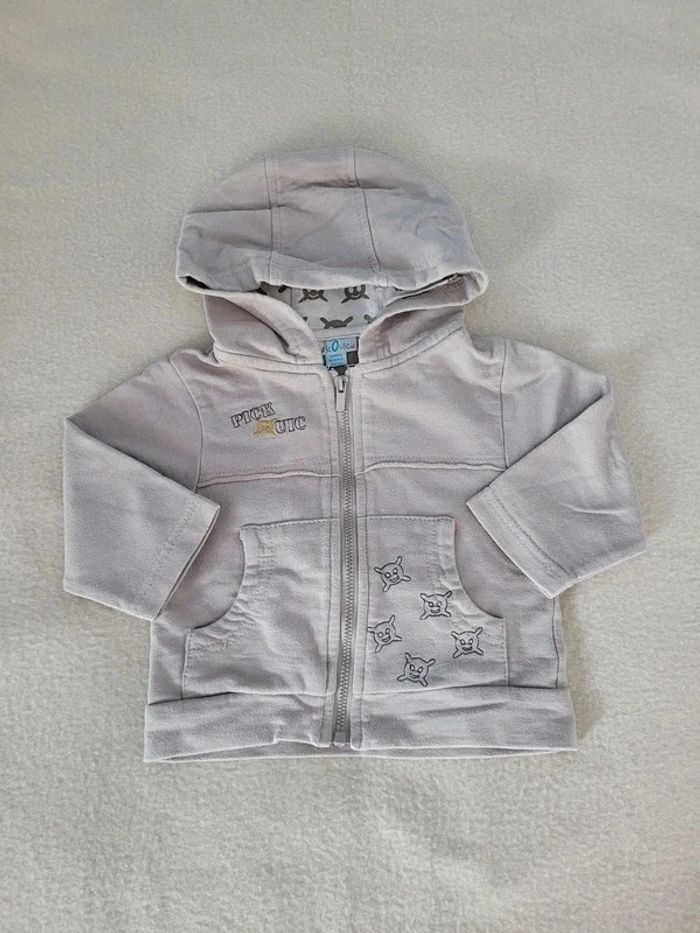 gilet à capuche zippé pick ouic 12 mois