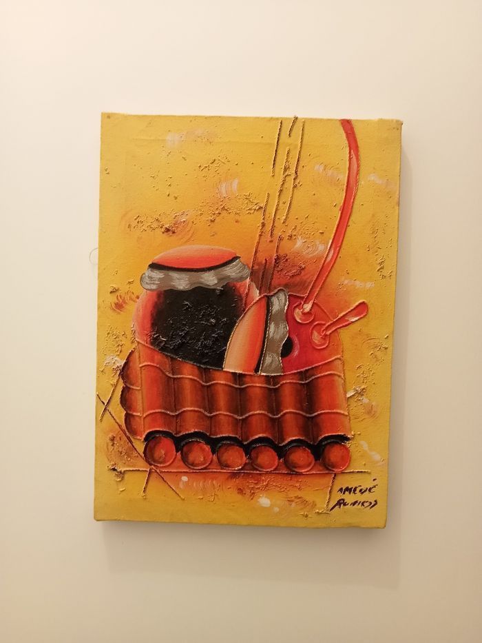 Lot cadres toile colorés + miroir soleil - photo numéro 2