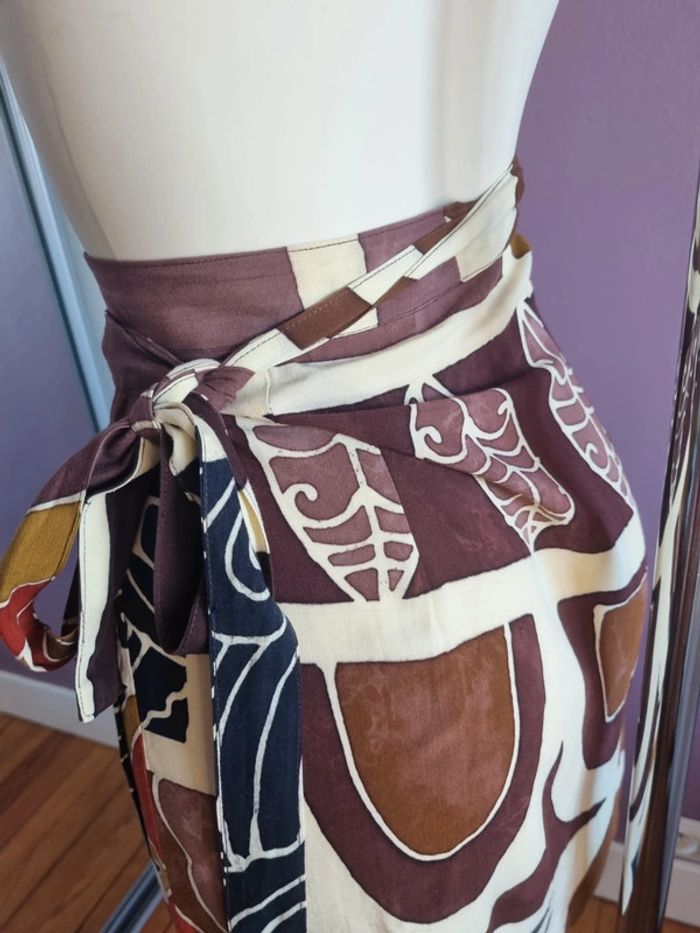 Vrai paréo vintage ton marron - photo numéro 9