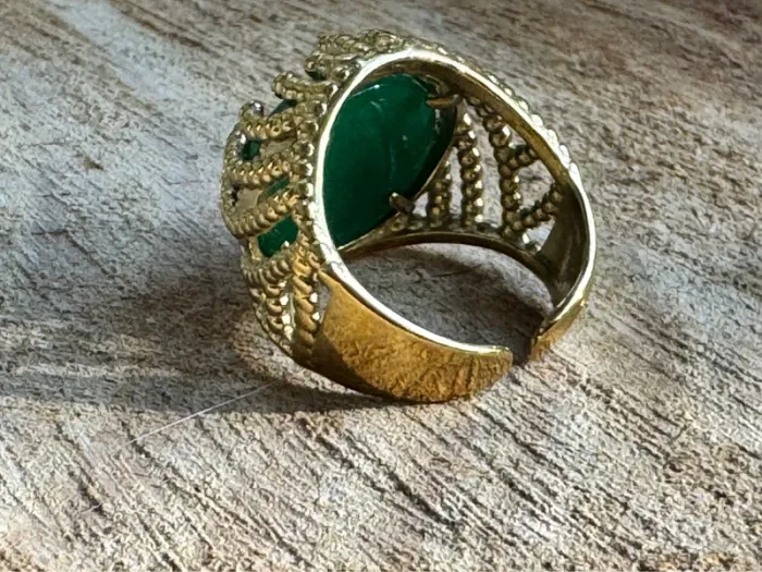 Bague habaha Paris acier inoxydable or pierre verte cristaux blancs - photo numéro 7