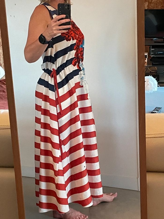 Robe longue Desigual USA 42 rouge et blanche - photo numéro 4