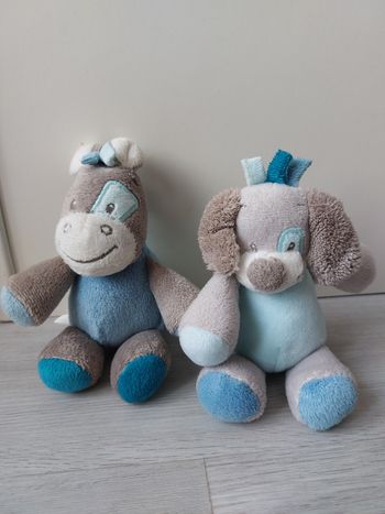 Peluches chien et âne 15cm