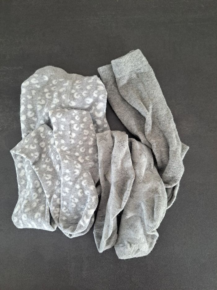 lot 2 collants Gris 3-4 ans