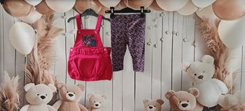 Ensemble Fille Sergent Major 6-9 mois robe salopette fuchsia et legging fleuri