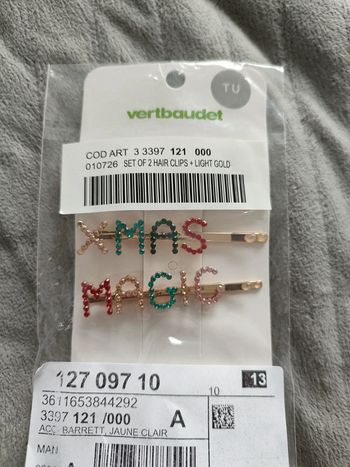 2 barrettes dorées