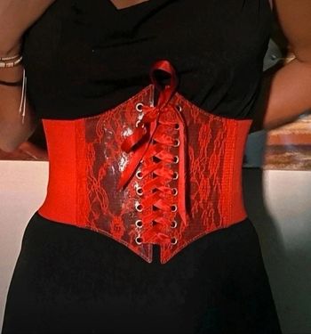 Ceinture gaine corset vintage rétro femme ajustable rouge