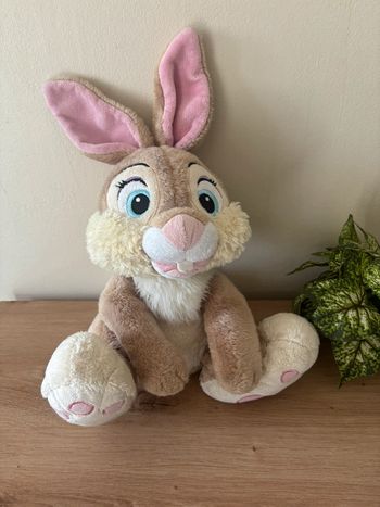 Doudou peluche lapin bambi écru marron Disney