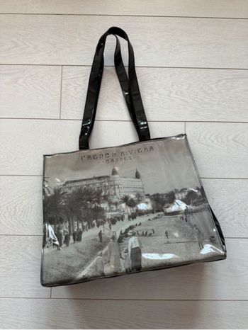 Sac vernis Cannes French Riviera noir et blanc