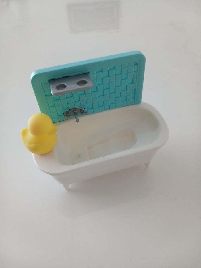 Mini Baignoire de Poupée avec Petit Canard Jaune - photo numéro 1
