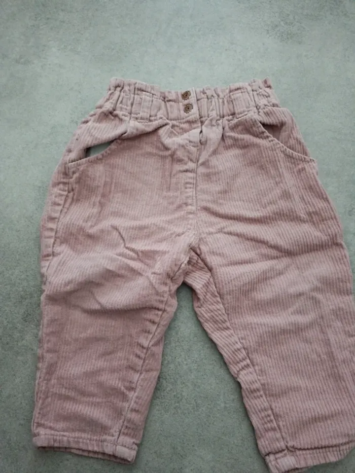 Pantalon en velours rose Kiabi 81cm - photo numéro 2