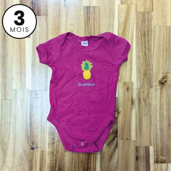 Body Guadeloupe rose ananas - 3/6 mois
