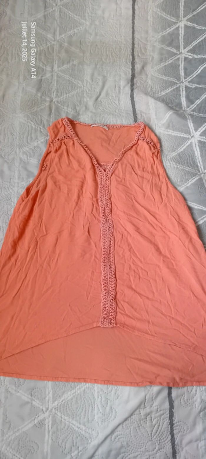 Tunique sans manches assymetrique bandes ajourées rose femme XL camaïeu - photo numéro 10