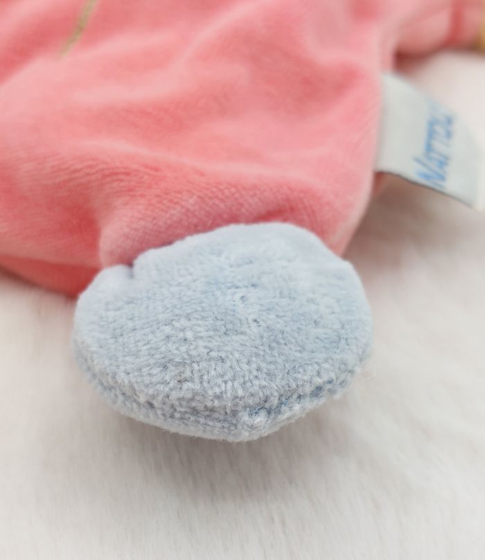 Doudou semi plat NATTOU Babette fille lutin grelot NATTOU rose bleu rouge fleurs - photo numéro 7