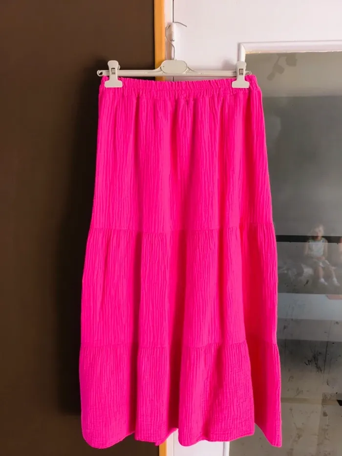 Jupe longue rose fushia gaz de coton TU 36 à 42 - photo numéro 8