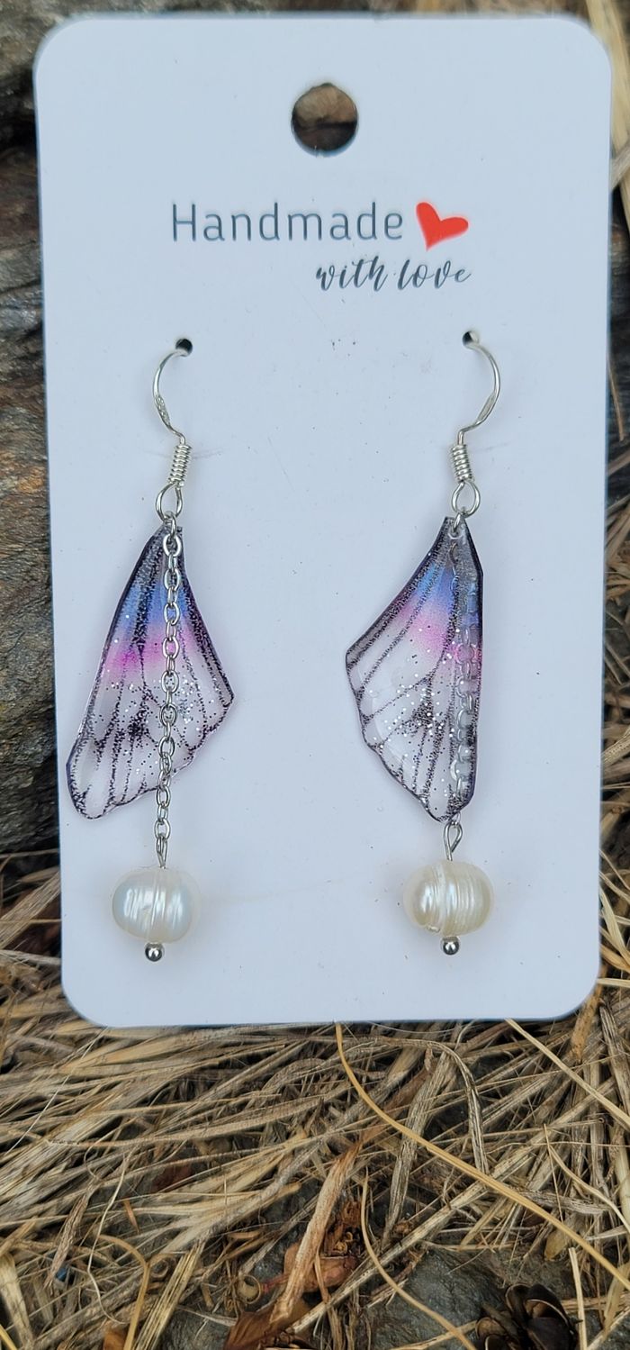 Boucles d'oreilles elfique aile de fée fait main - photo numéro 3