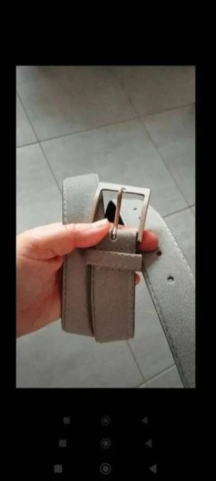 Ceinture suédine grise 120 cm boucle argenté - photo numéro 3