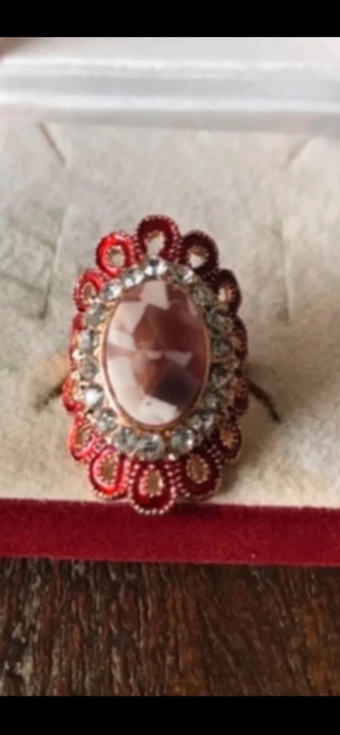 Magnifique bague réglage fleur avec strass et pierre - photo numéro 7