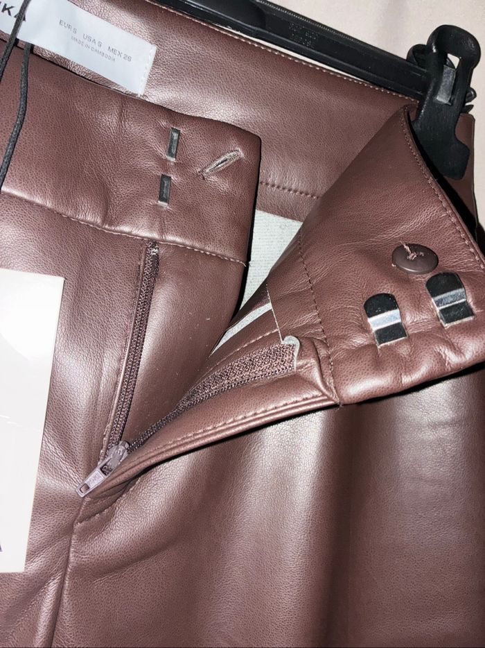 Pantalon marron similicuir Bershka S - photo numéro 5