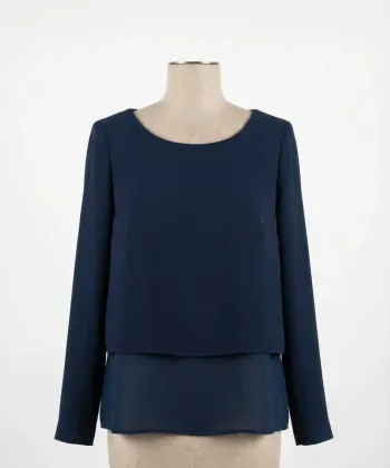 Blouse / Top Chic Bleu Marine Effet Superposé Karl Marc John - Taille XS