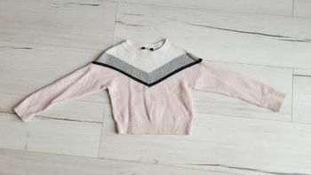 Vêtement fille pull Okaïdi rose blanc et gris 3 ans