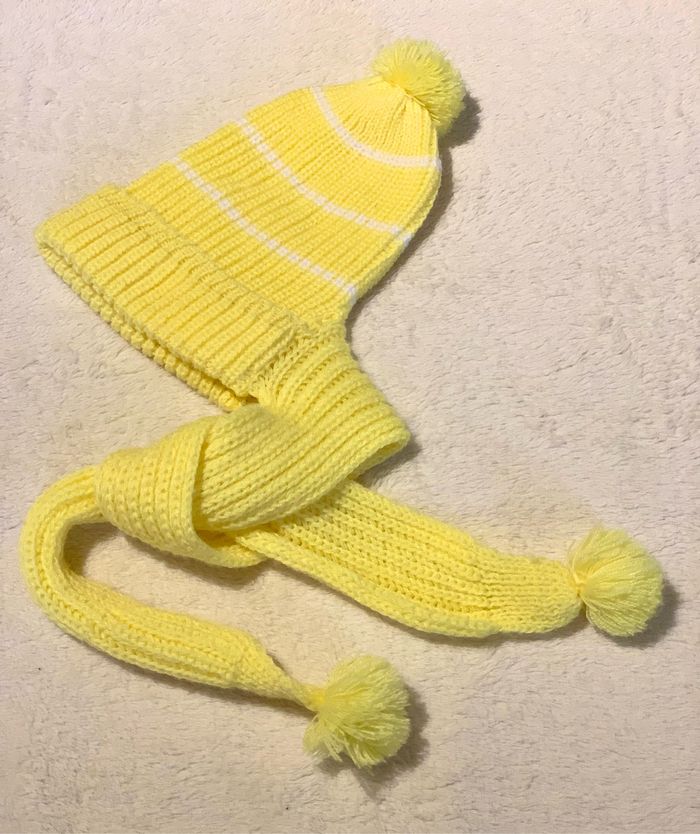Bonnet-écharpe pour bébé en laine 1-2 ans en laine jaune