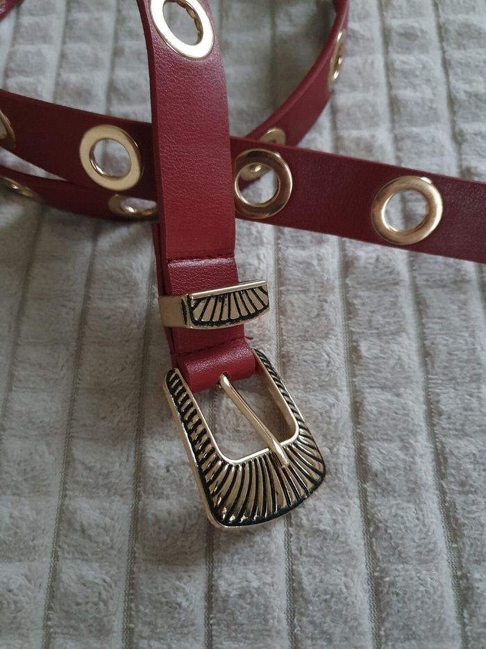 Ceinture à oeillets bordeaux terracotta - photo numéro 2