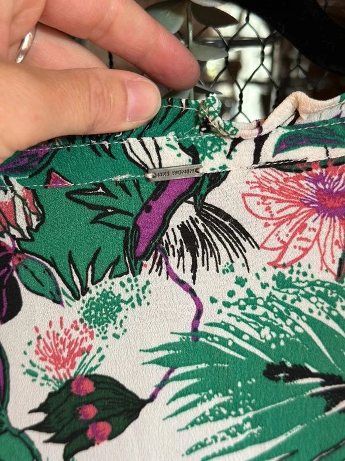 Robe IKKS imprimé fleuri végétal vert – T.42 - photo numéro 9