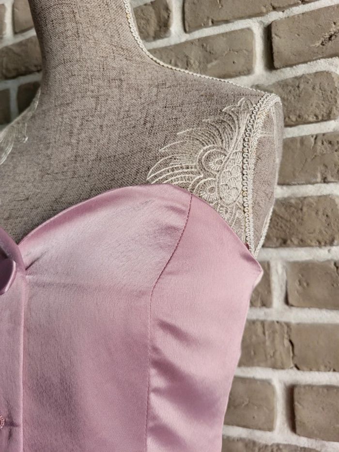Magnifique bustier boutonné rose satiné Zara - Parfait état - photo numéro 3