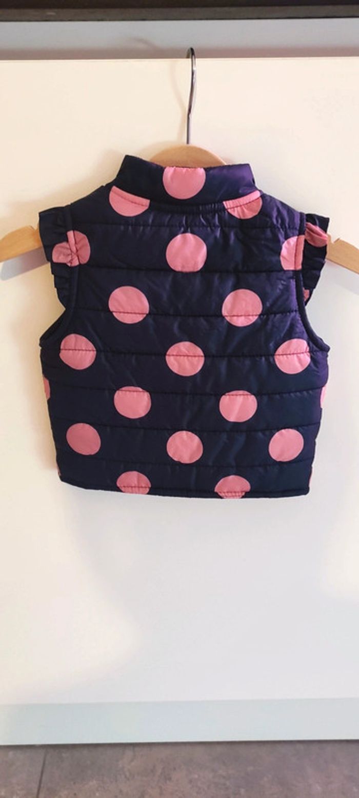 Veste imperméable sans manches bleu à pois rose 3 mois - photo numéro 2