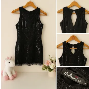 Robe noire à sequins Femme C'est Pour Vous Paris T M