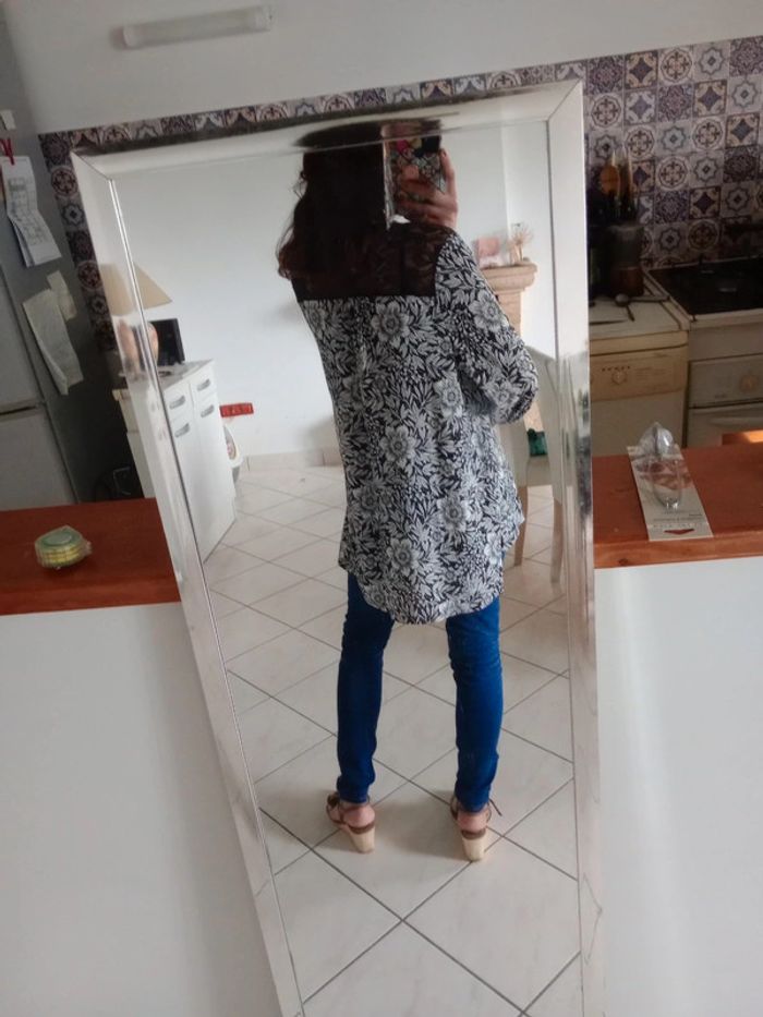 Blouse femme 46 48 noire et blanche dentelée c80 - photo numéro 11