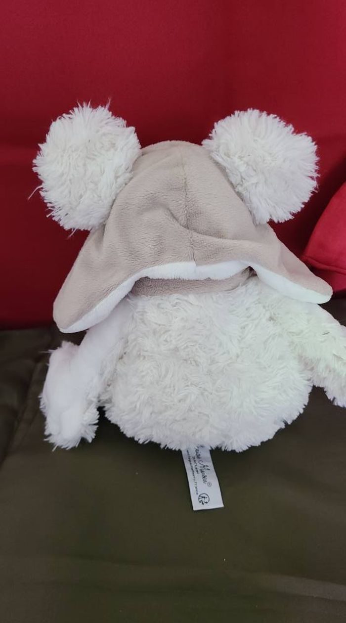 doudou peluche souris blanche chapka louise mansen - photo numéro 3