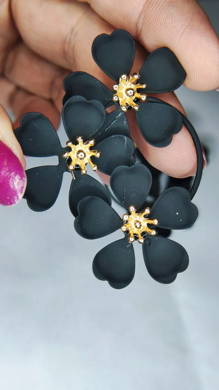Boucles d'oreilles noires mat - photo numéro 2