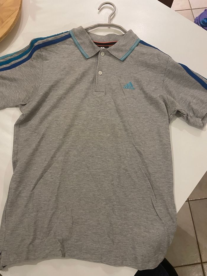 Polo adidas gris et bleu - photo numéro 1